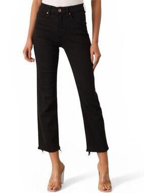 NWT Social Standard By Sanctuary Black High Rise Distressed Crop Straight Jeans